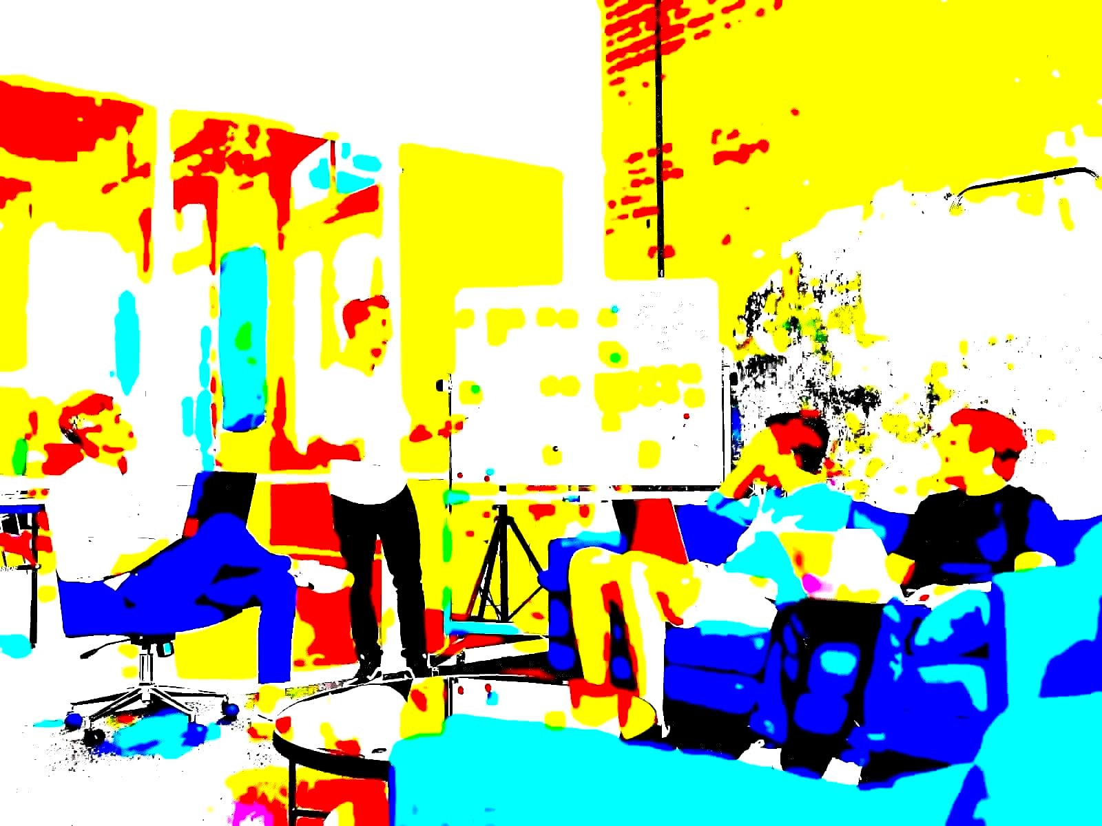 Corporate team gathered around a table in a business meeting