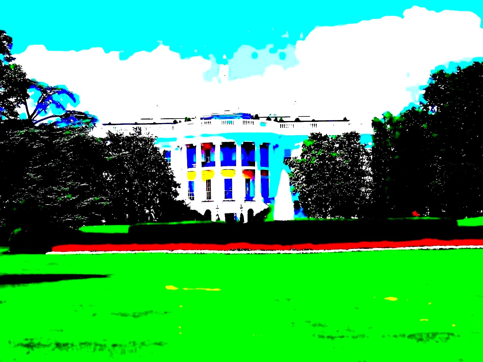 The White House South Lawn and South Portico viewed from the Ellipse